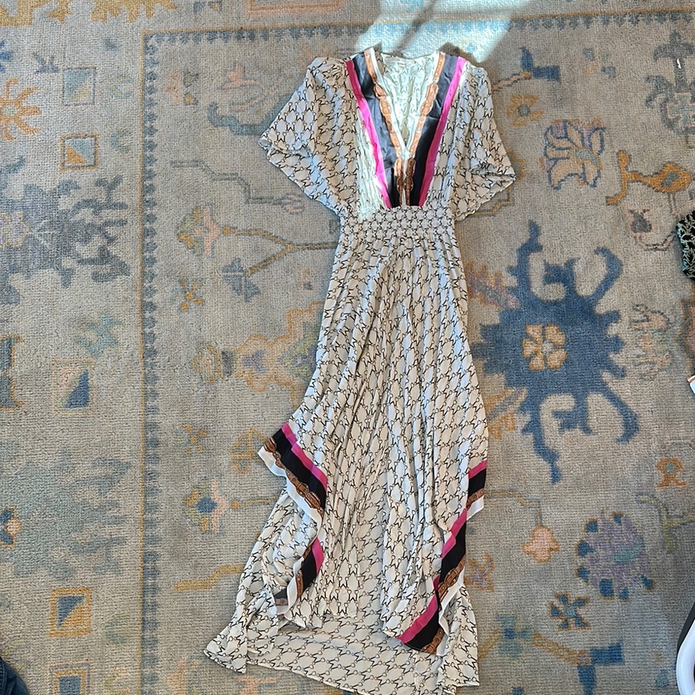 Maje Resort Cream and pink Maxi Dress
